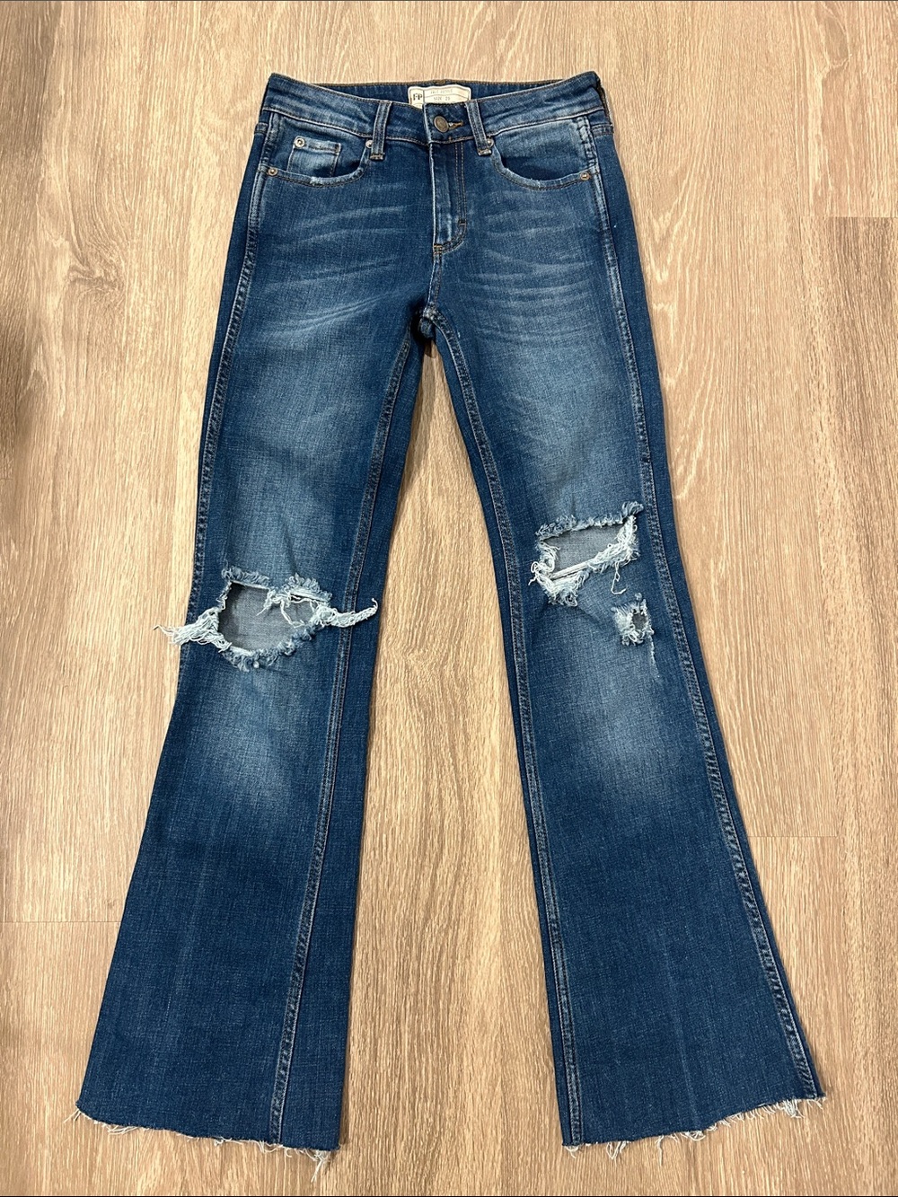 Free People - Distressed Mid-Rise Flare Jeans